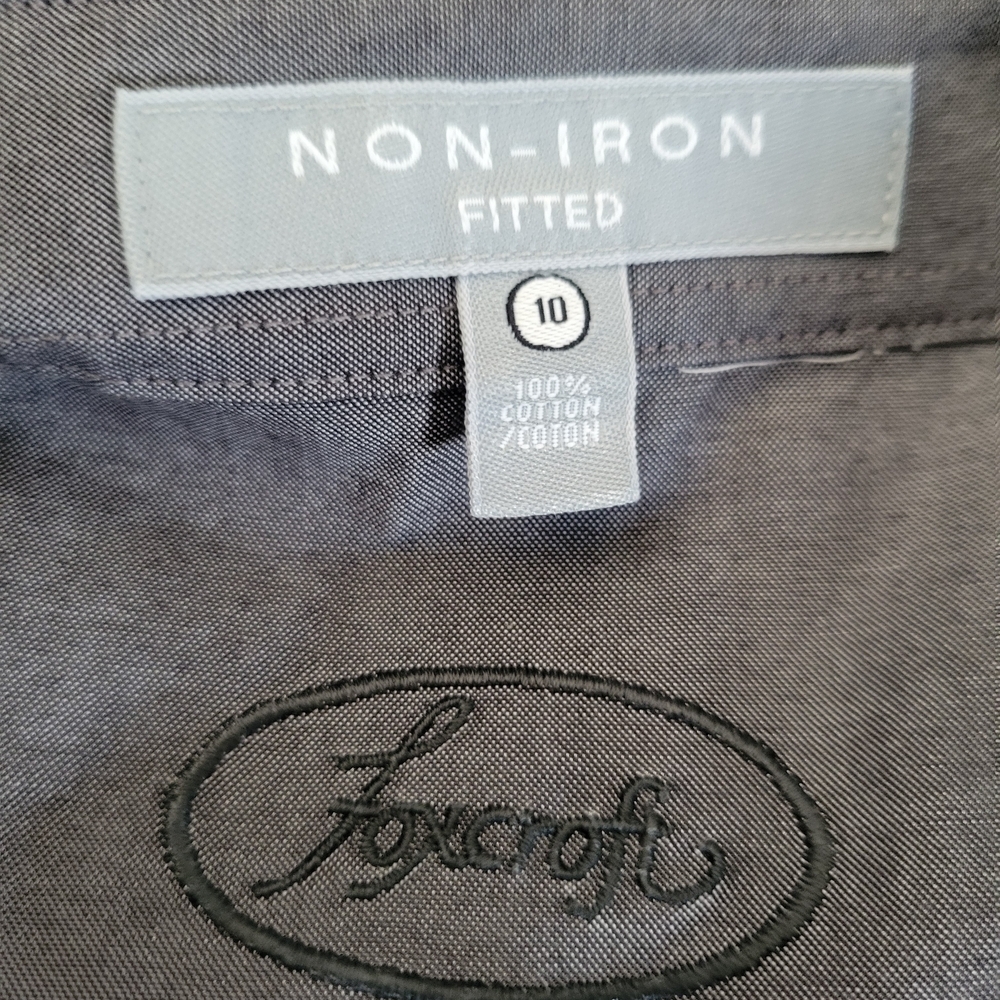 Foxcroft Gray Ruffle-Front Button Blouse - Picture 4 of 4